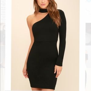 Lulu’s ALL I HALF BLACK ONE SHOULDER DRESS